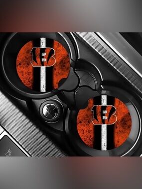 Bengals Football Logo Car Coasters Absorbent Set of (2)